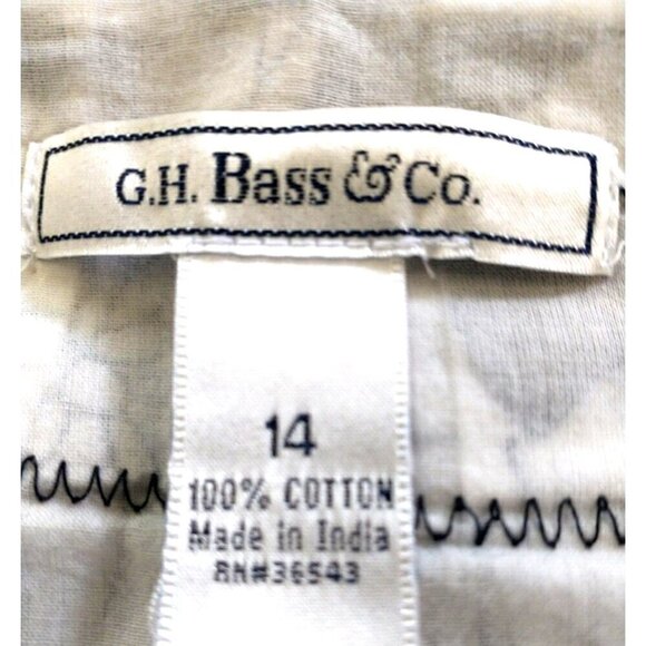 G.H. Bass Lightweight Lined Cotton Skirt Boho Floral Black White - Size 14 - Picture 7 of 8